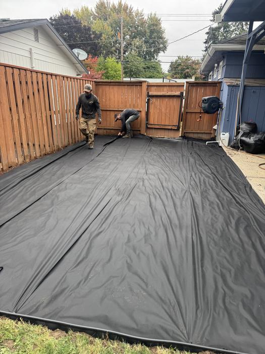 Phase 2 — weed fabric laid the full run