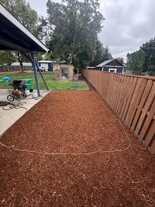 Finished bark install, edge to edge